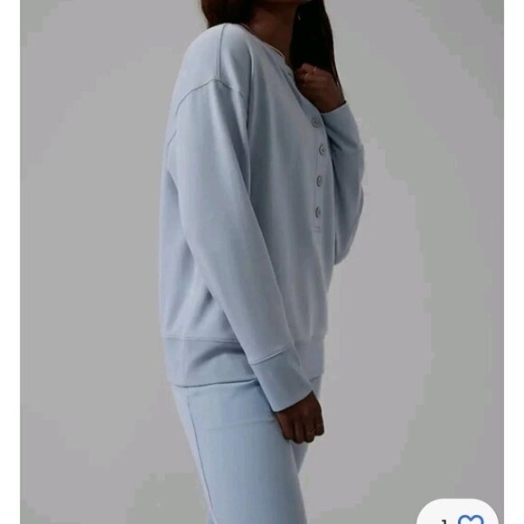 Athleta Balance Henley Sweatshirt Blue Star Size L - Picture 8 of 11